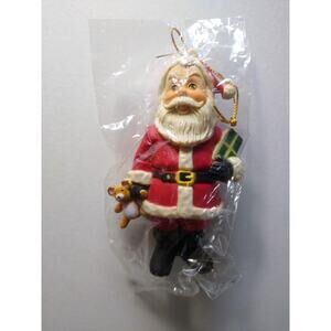 Santa Claus Vintage Christmas Tree Ornament UNUSED Saint Nick Holds Teddy Bear